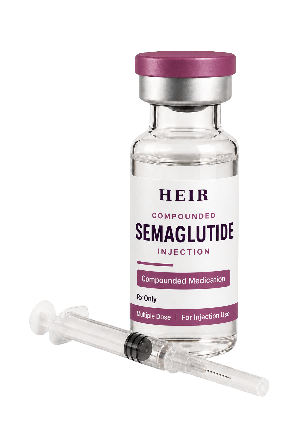 A Heir Meds compounded semaglutide injection vial and syringe